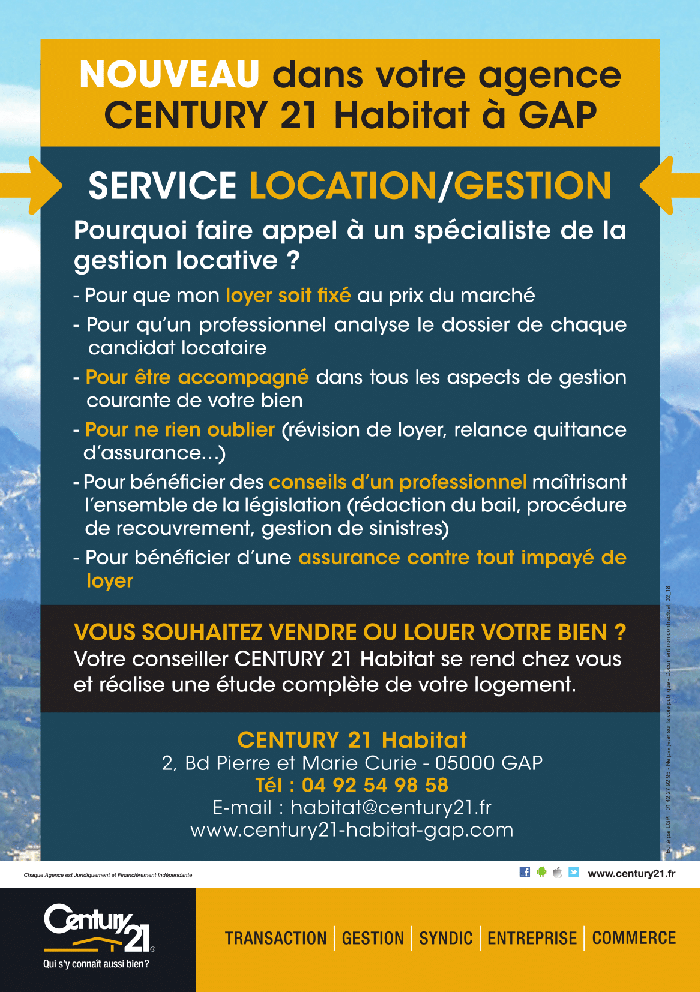 Century 21 Habitat à Gap GESTION LOCATION