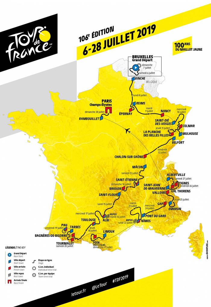 TDF 2019 - carte du parcours