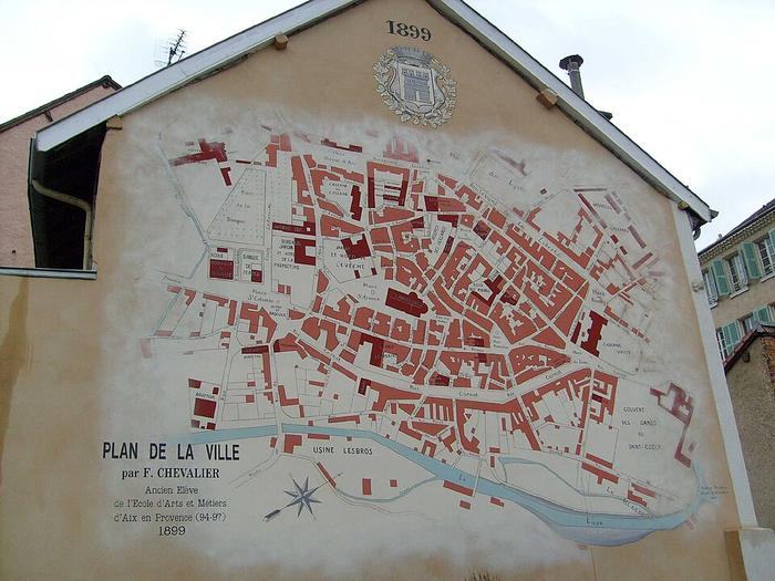 GAP - Immobilier - CENTURY 21 Habitat - Fresque murale extraite d'un plan de la ville de Gap de 1899
